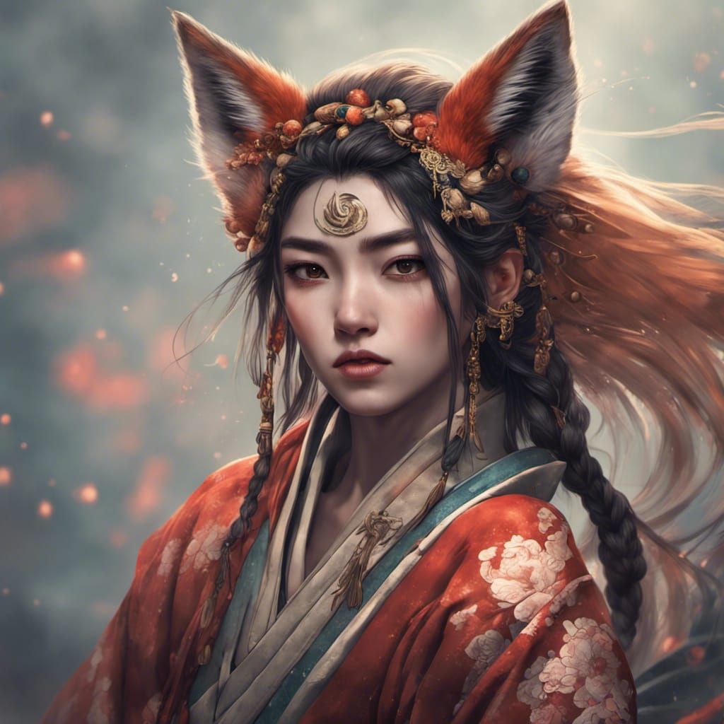 A Fox Girl with pretty eyes - AI Generated Artwork - NightCafe Creator