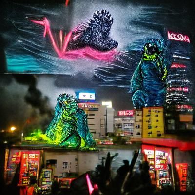 Godzilla vs the Kaiju in Neon Tokyo 