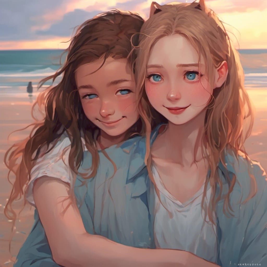 <lora:RPG23:1.0> I have loved you for a thousand years, two girls hugging, happy faces, beautiful image, masterpiece, soft pastel lighting,...