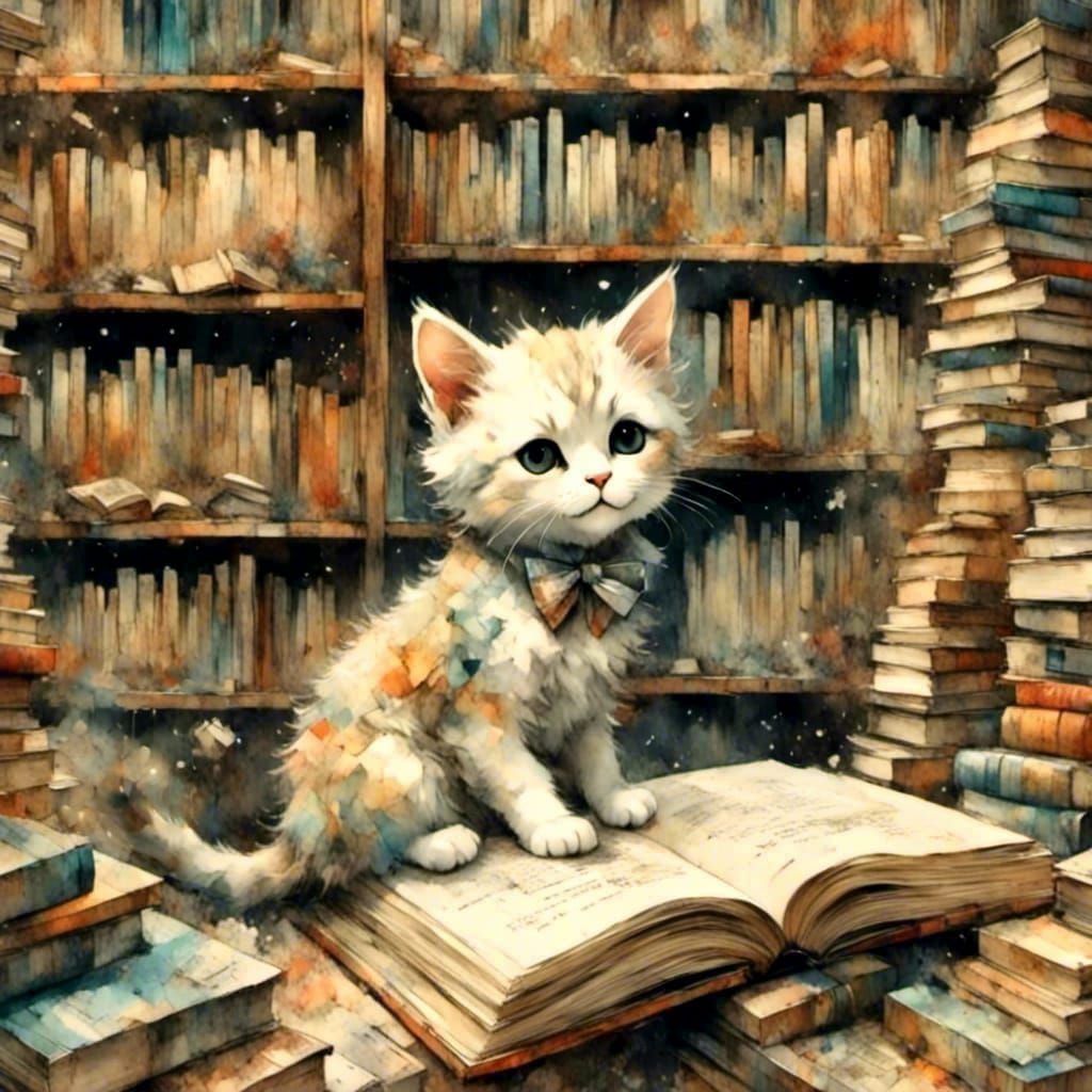 Library Kitten - AI Generated Artwork - NightCafe Creator
