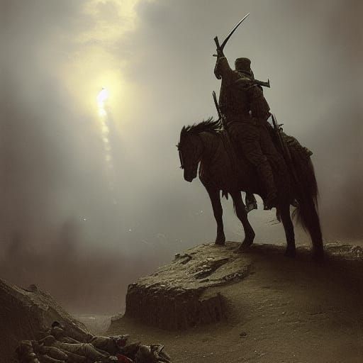 the soldier makes his final stand as the army approaches, he...