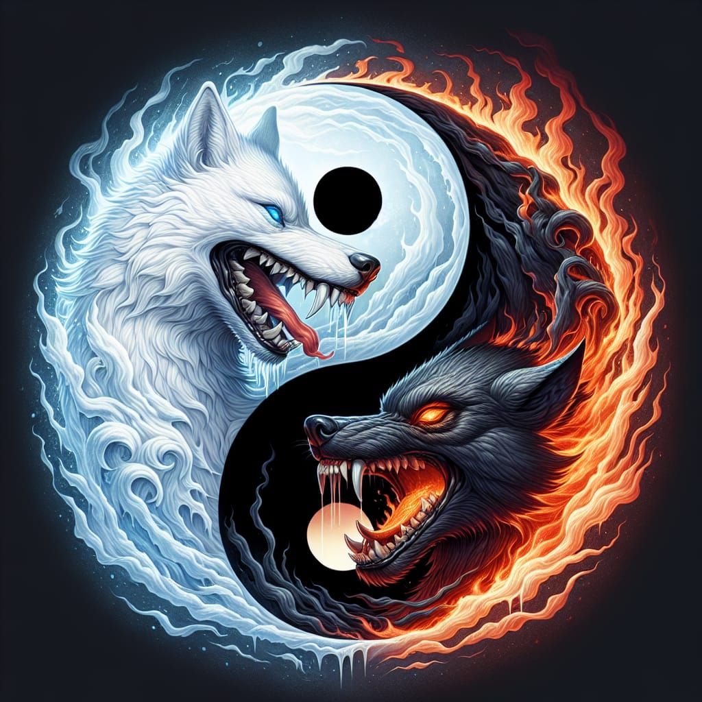 yin yang, wolf - AI Generated Artwork - NightCafe Creator