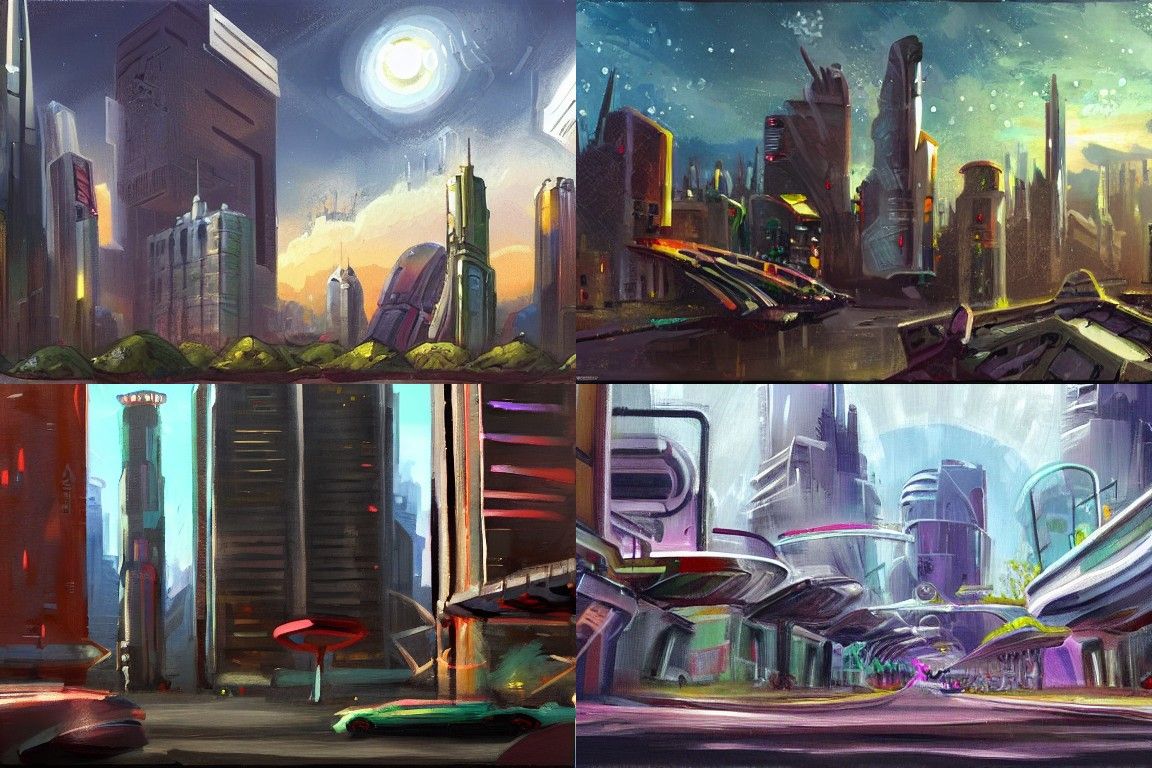 Sci-fi city in the style of Plein Air