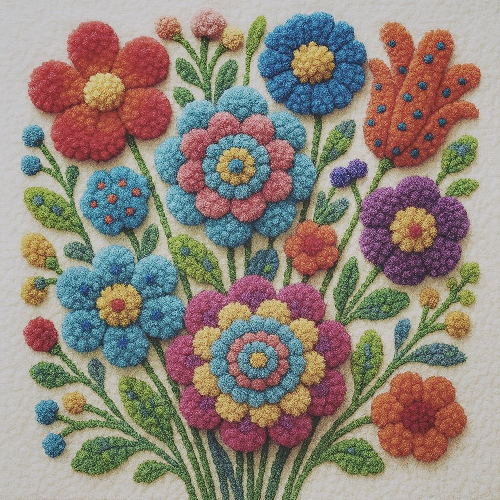 colorful puffy pom poms