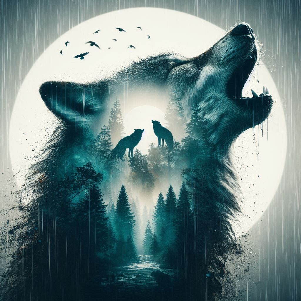 double exposure beautiful fantasy DALL-E 3 portrait landscape..