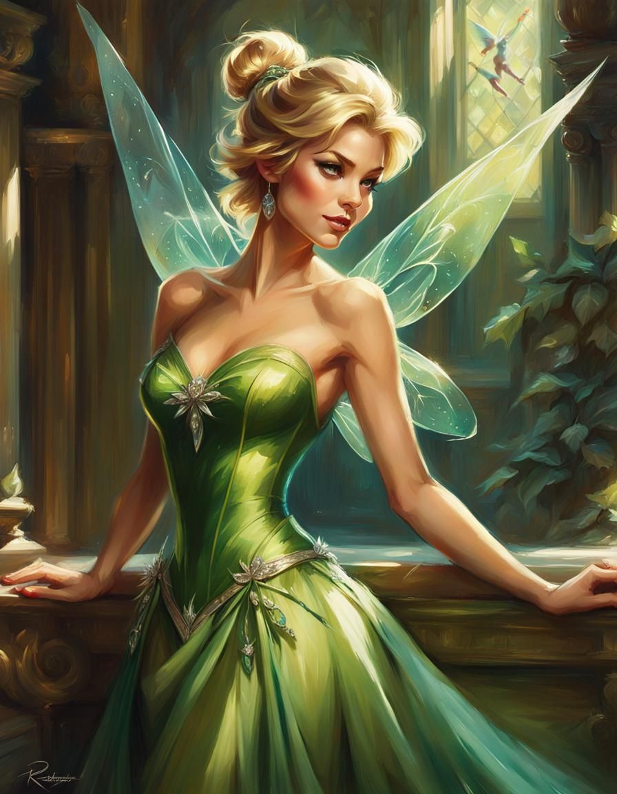 Tinkerbell Portrait in Detailed Digital Art Style
