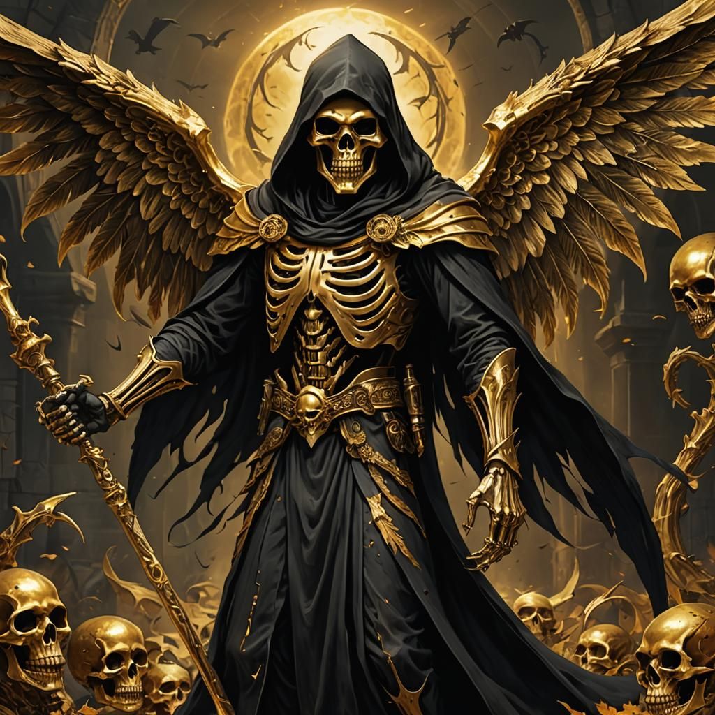 Golden Grim Reaper winged