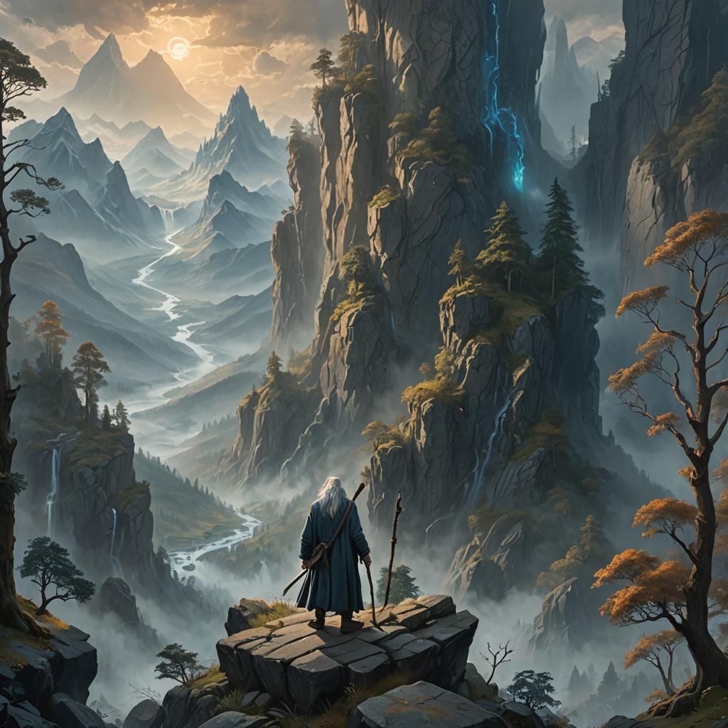 Gandalf in Mystical Forest: Fantasy Concept Art