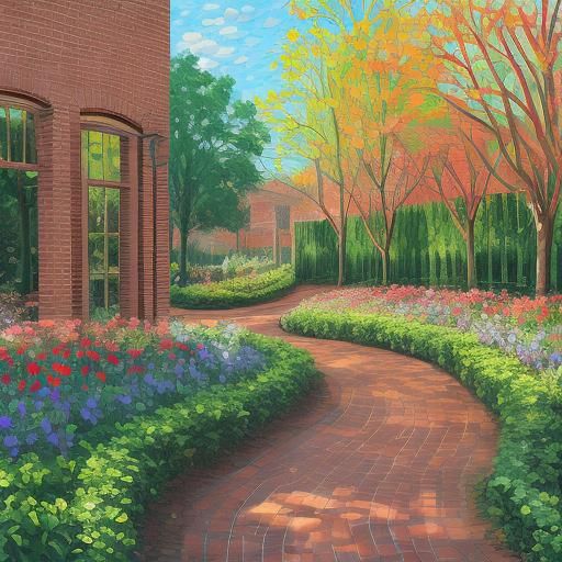 City Park Garden in Neo-Impressionist Style