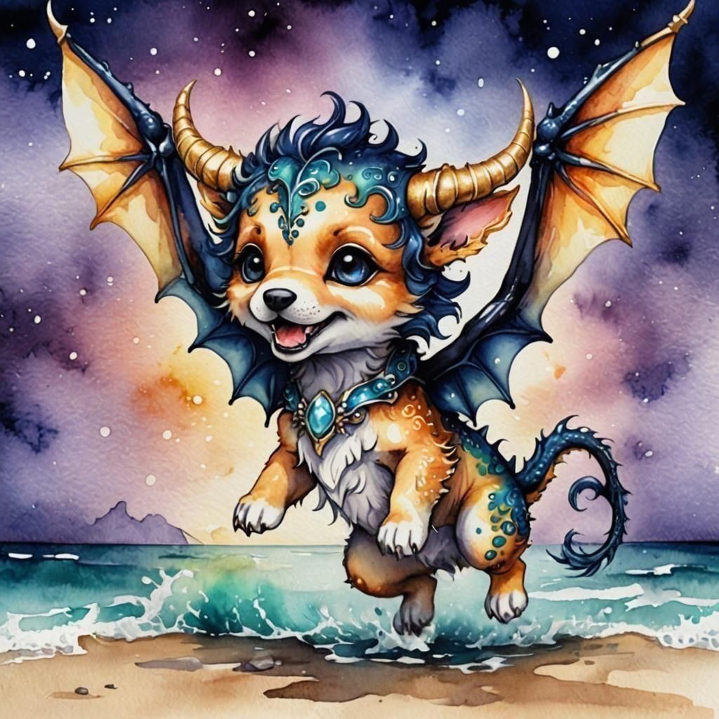 Dragon-puppy at the beach 