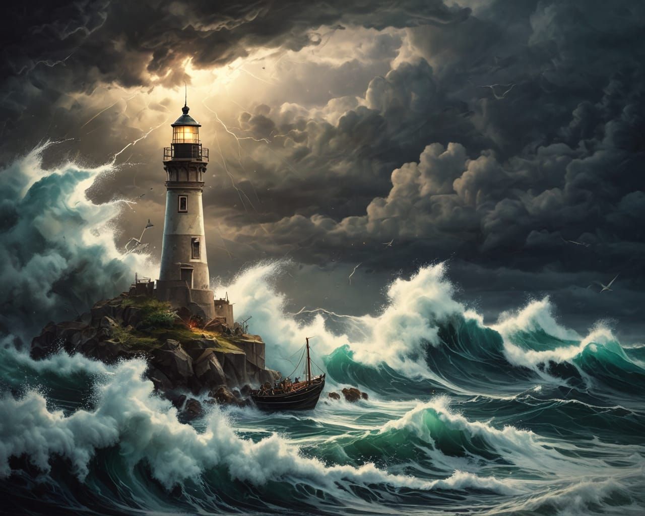 Lighthouse. Abstract scene.