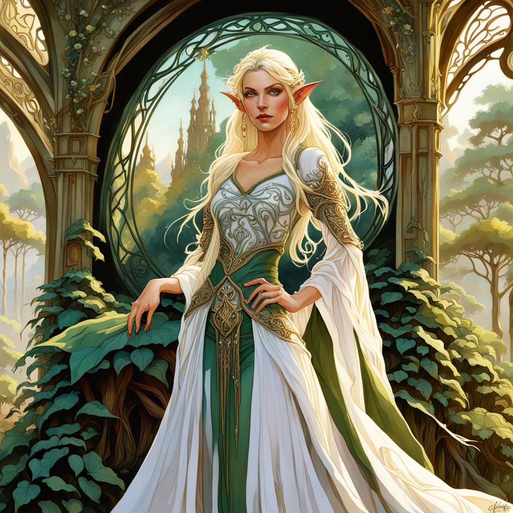 Amysterious,enchanting Elf woodland village,An elven enchantress ...