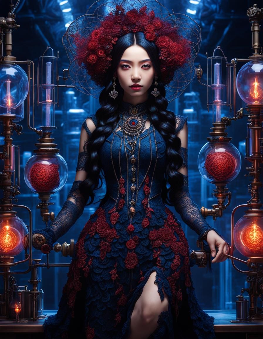 Indigo FILIGREE full body shot of hypnotically beautiful eth...