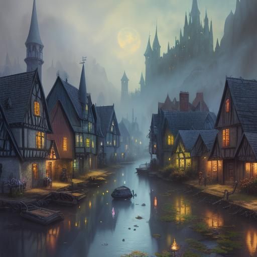 Swampy Gothic Horror Towne - AI Generated Artwork - NightCafe Creator