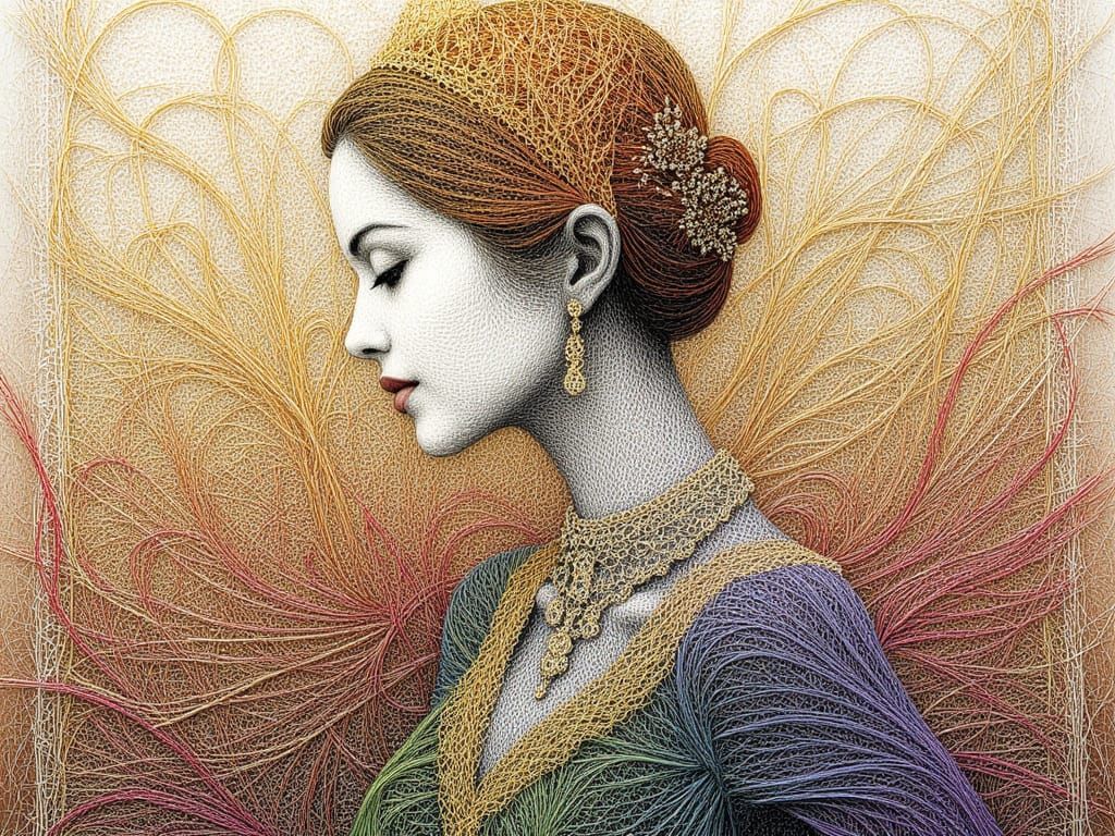 Fine line string art