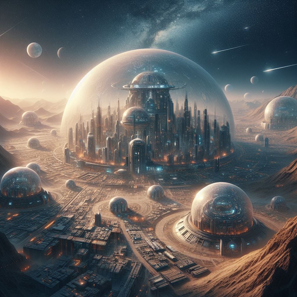 A futuristic city on an alien planet. v2