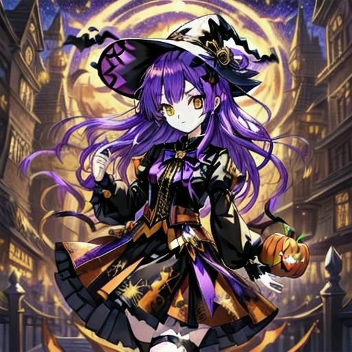 Anime goddess of Halloween. Witch, pumpkin magic, majestic, beautiful, cute, (powerful:1.3). <lora:Never right Anime V1:0.2> <lora:Anime v1:...
