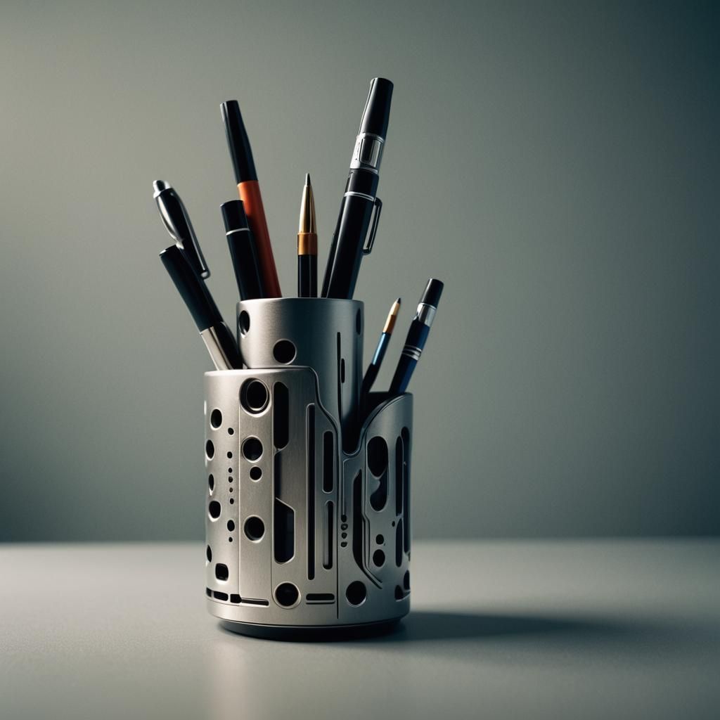 futuristic very unique creative pen holder design with groov...