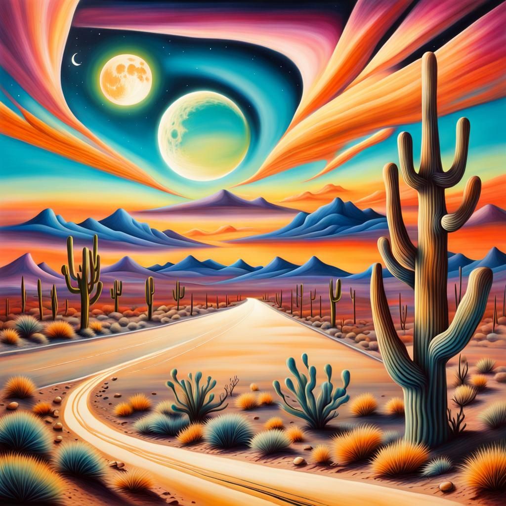 magical desert highway - AI Generated Artwork - NightCafe Creator