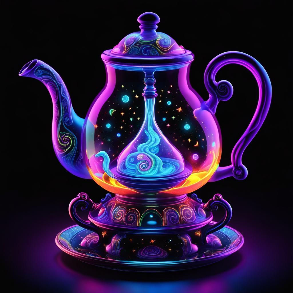 Neon Glowing Teapot  by @Grackle