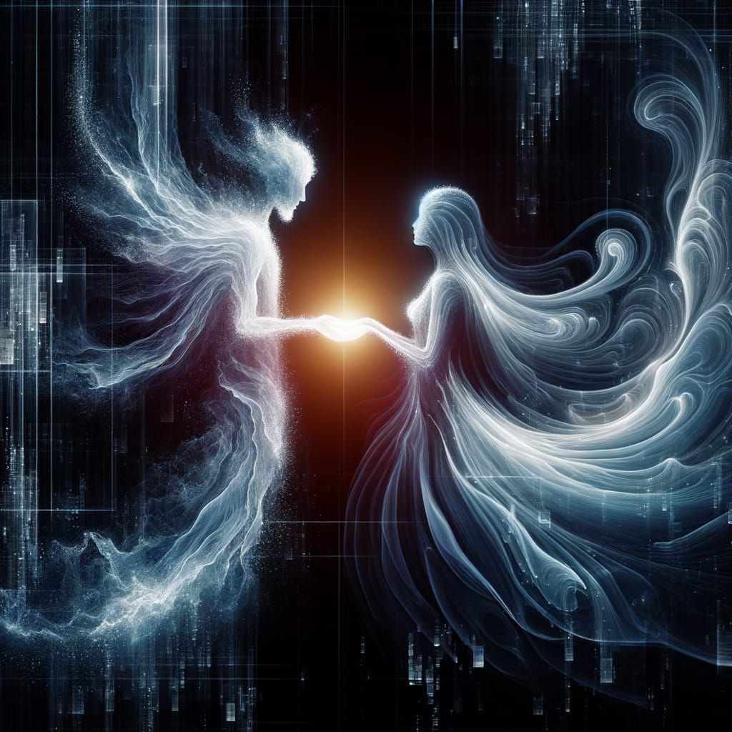 Ethereal Light and Water Entities Empathy Abstract Digital P...