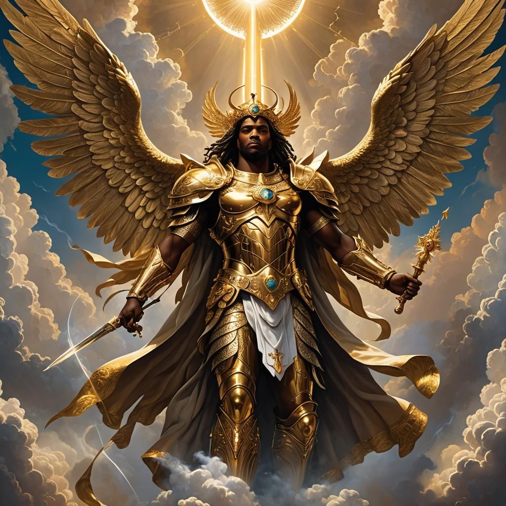 Majestic African American Angel Descends in Hypermaximalism