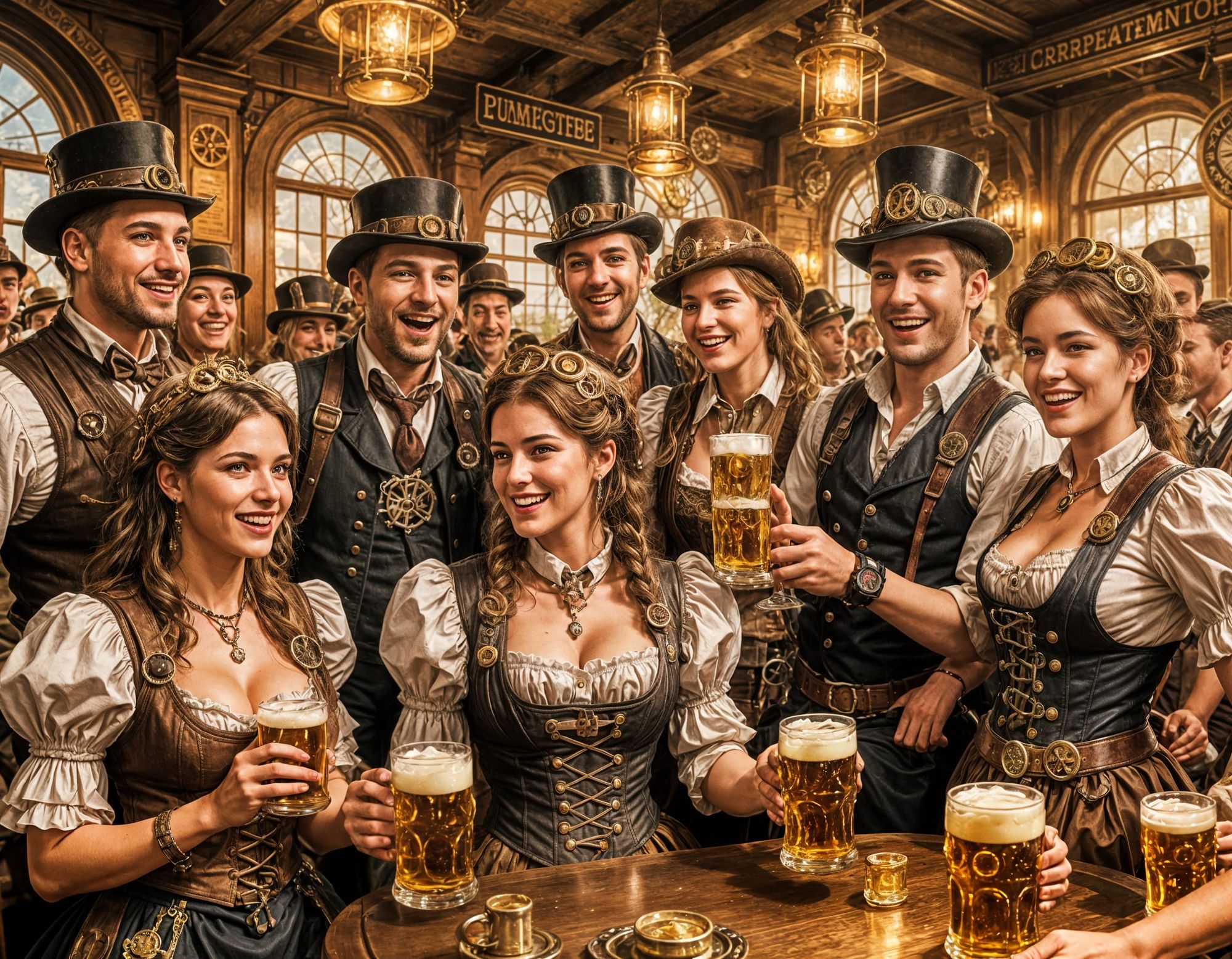 Singing and drinking at the Oktoberfest in the SteamBeer brasserie