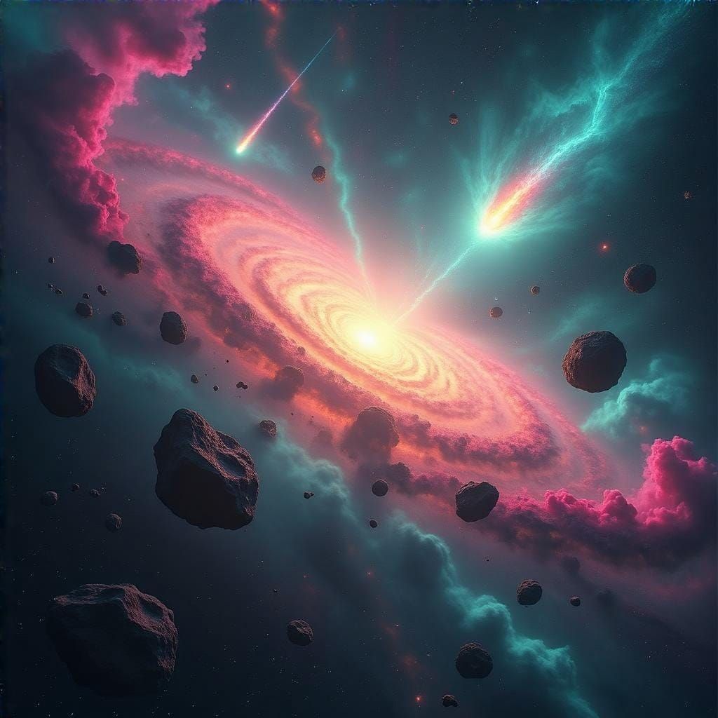 Asteroid Belt Near Nebula