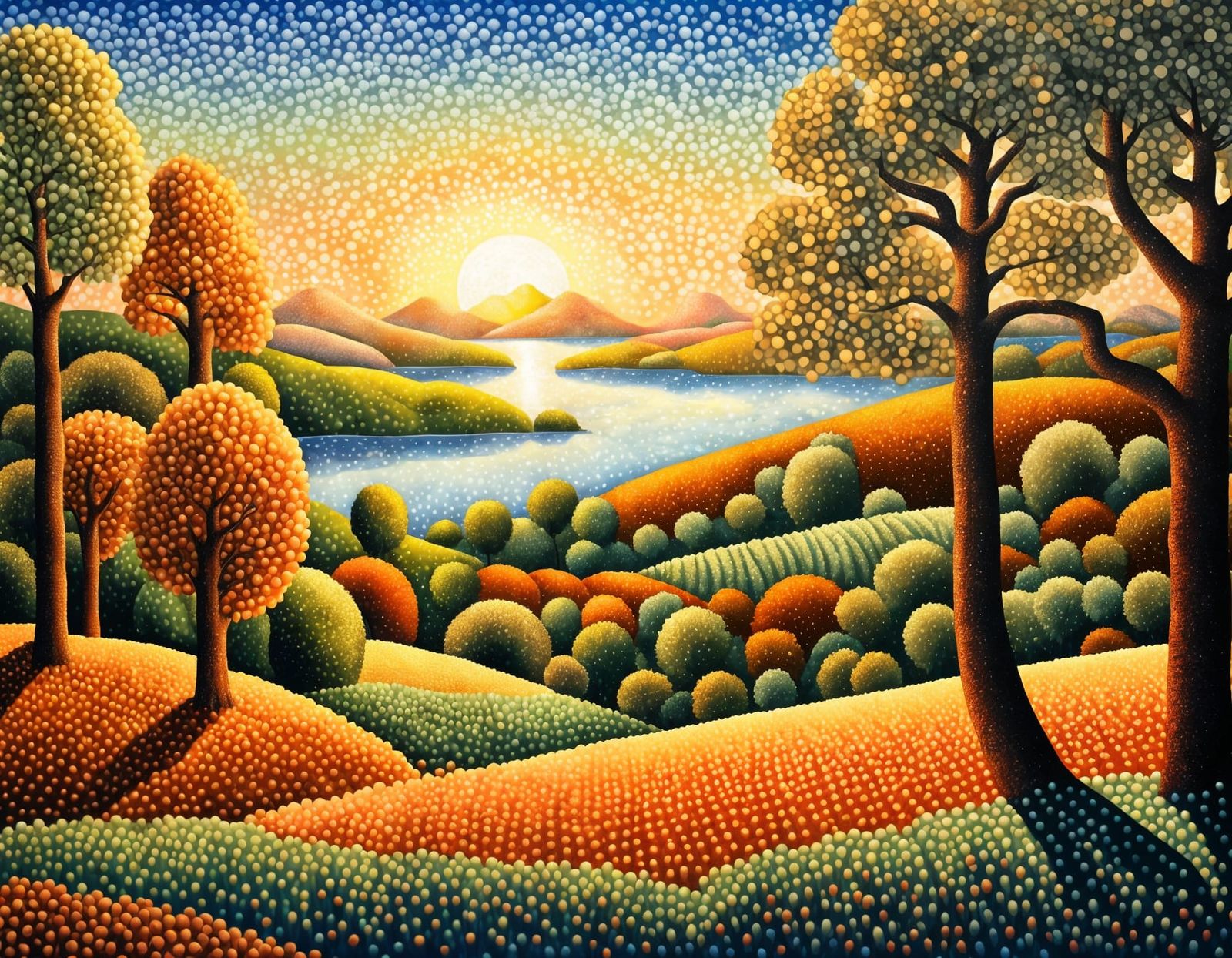 Landscape in Pointillism  by @BlueJeanRock