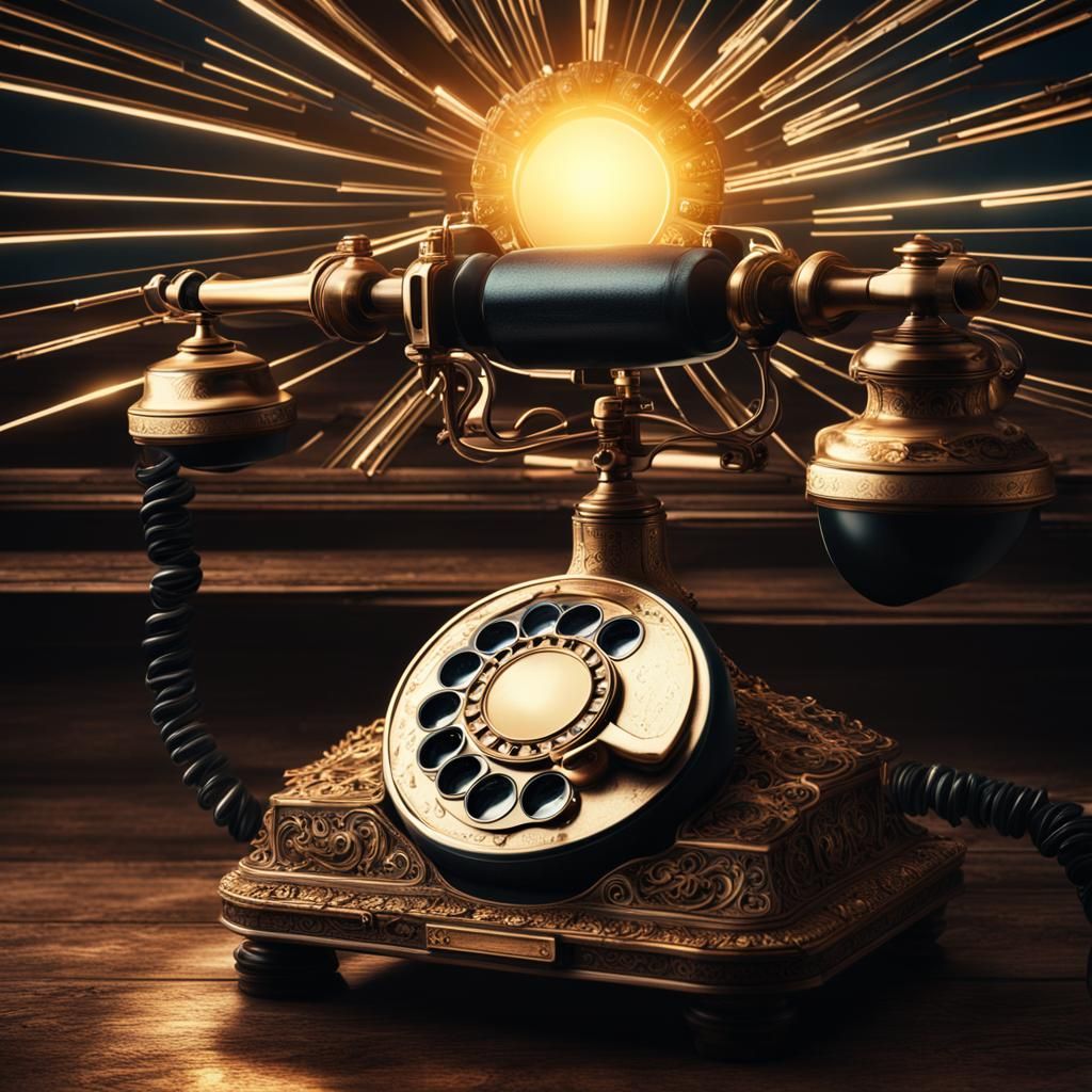 Vintage Phone with Sun Stars: Digital Matte Painting