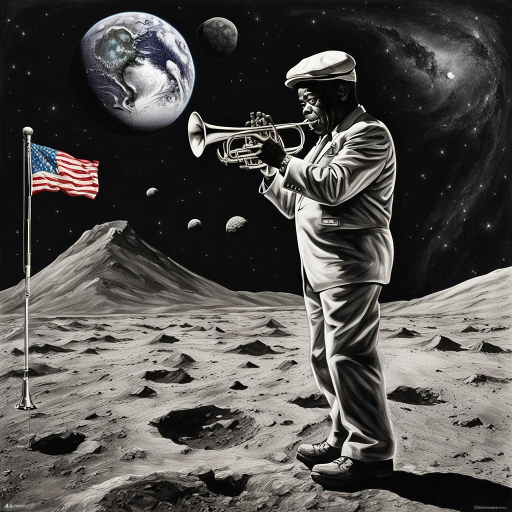 Louis Armstrong, first man on the moon. One giant beep for mankind.  by @Ayotan