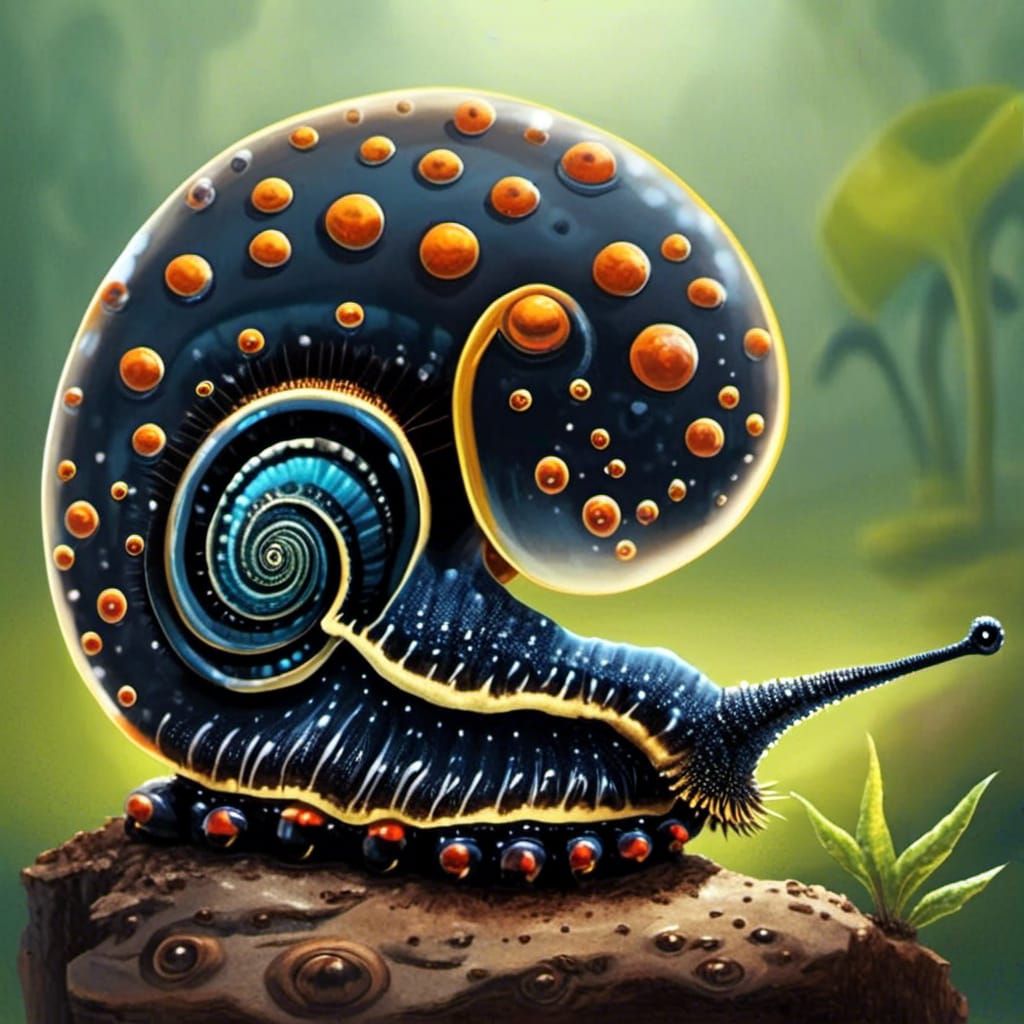 <lora:Ferrofluid Factory:1.0> Giant snail 