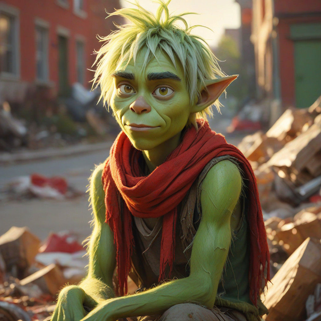 Whimsical Grinch Portrait in Vibrant Colors