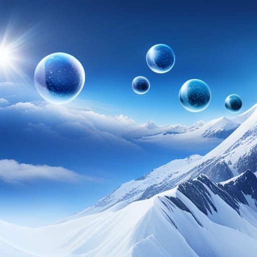 Bubbles in the air, blue sky background