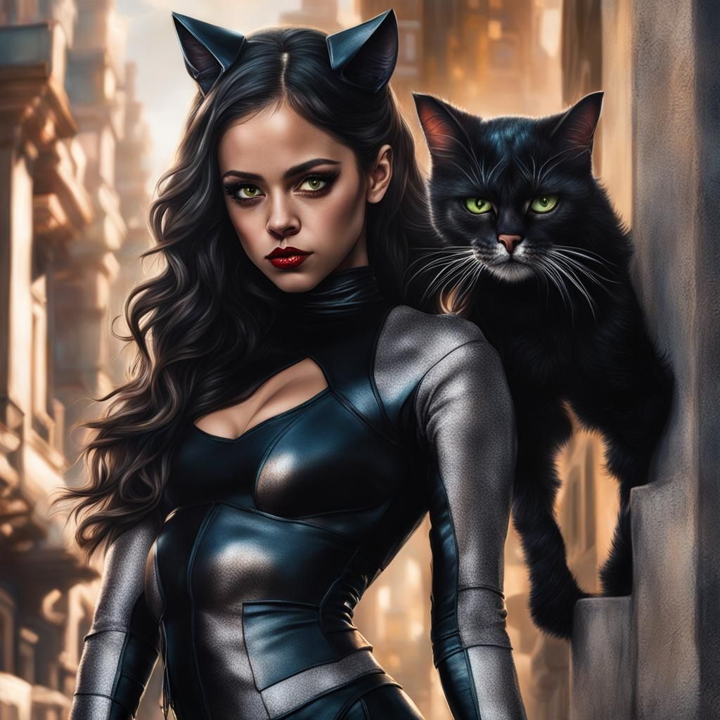 Female Dressed As Sensual Cat Woman Hd, High Detail - Ai Generated 