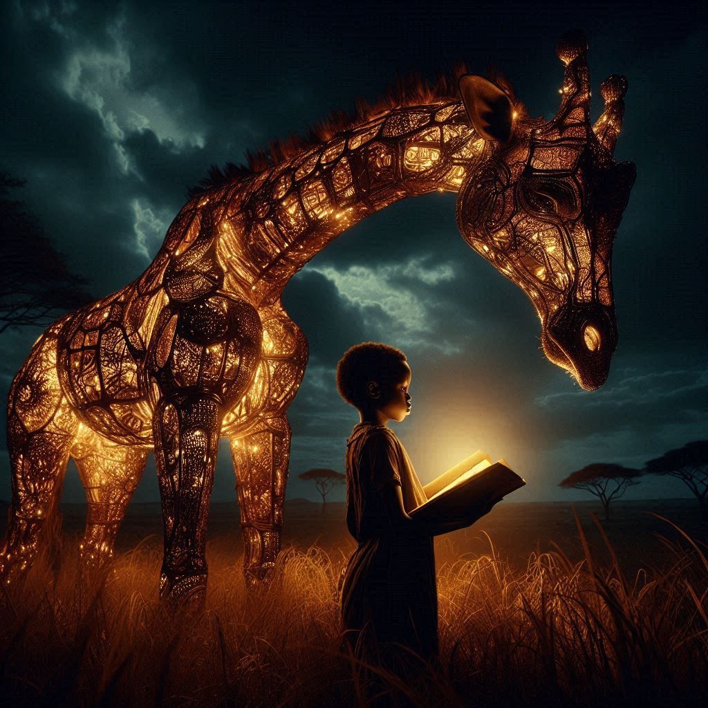 Giraffe illuminating wisdom and peace