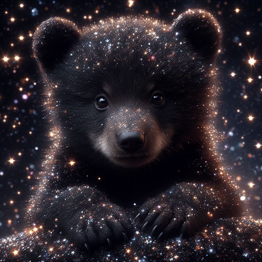 Cute Fluffy Glitter Bear Cub