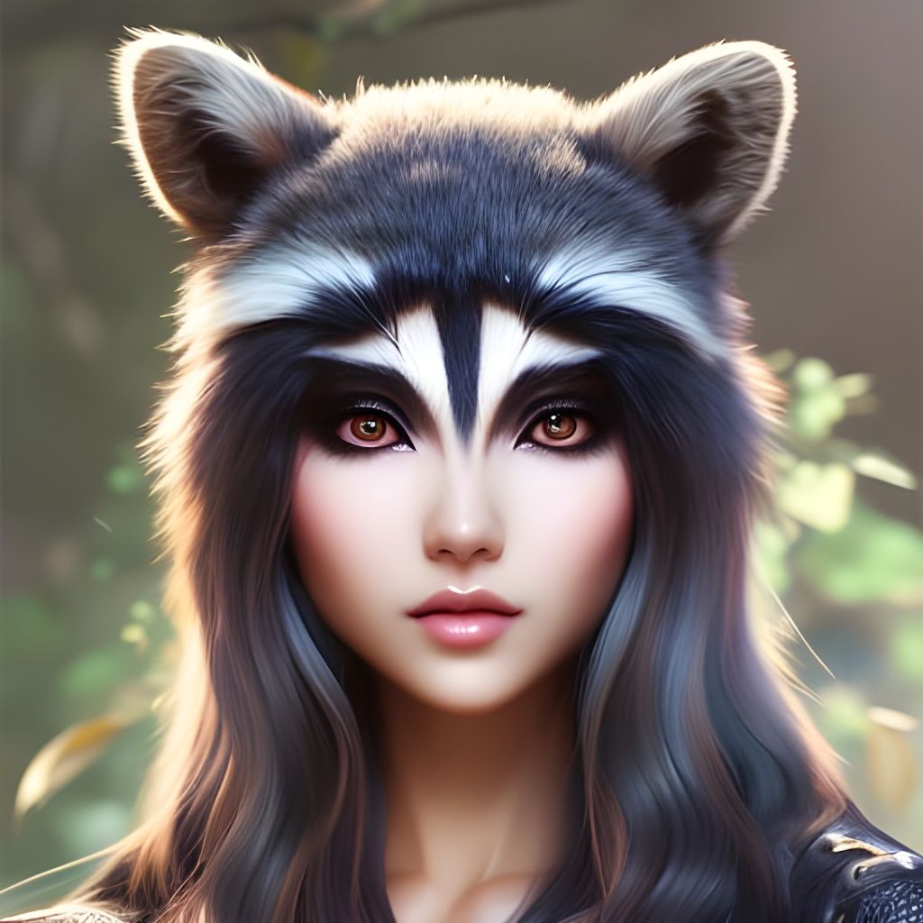 Raccoon girl : r/nightcafe