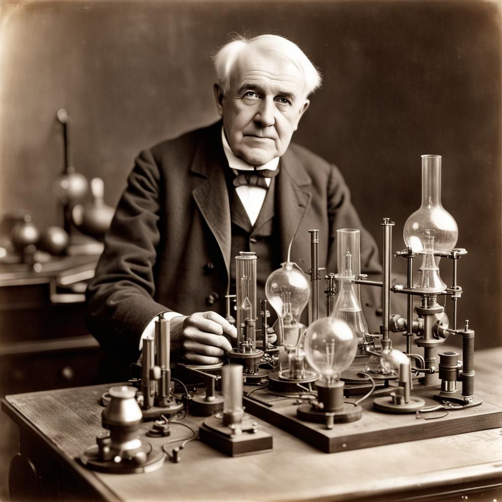 (Thomas Edison with some of his invention: 1.2), 1900s photograph ...