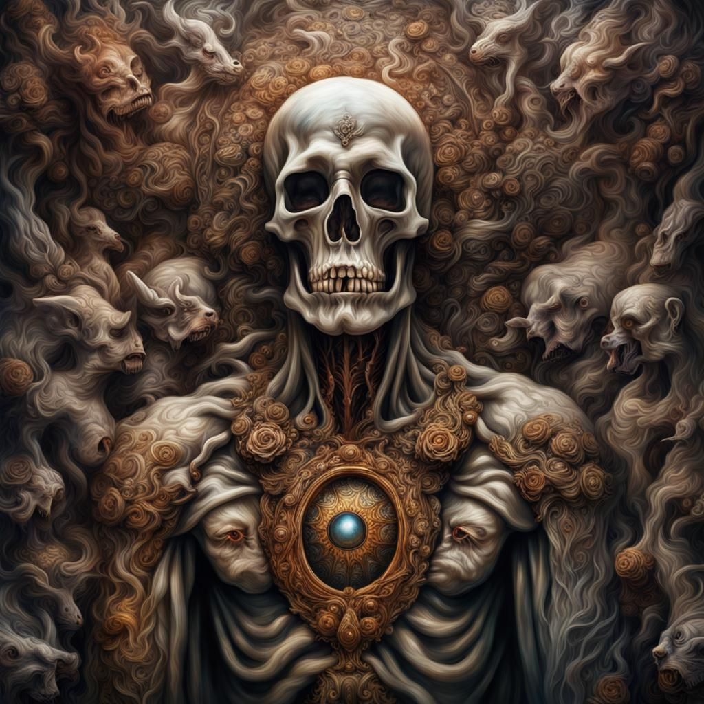 surreal painting God is dead, Long live God