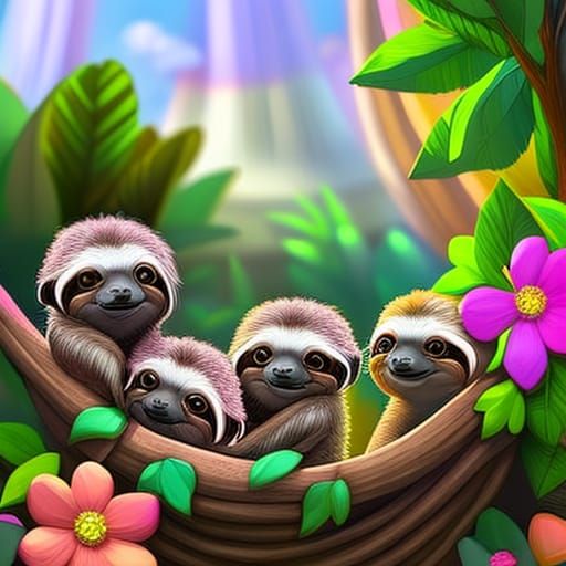 Baby sloths - AI Generated Artwork - NightCafe Creator