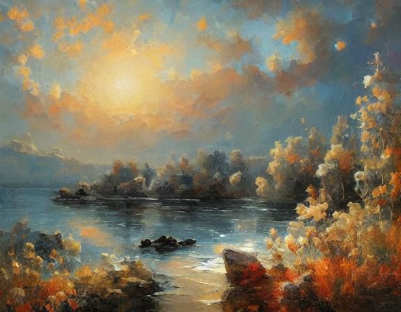 Contemplative Dragon in Oil Painting Style