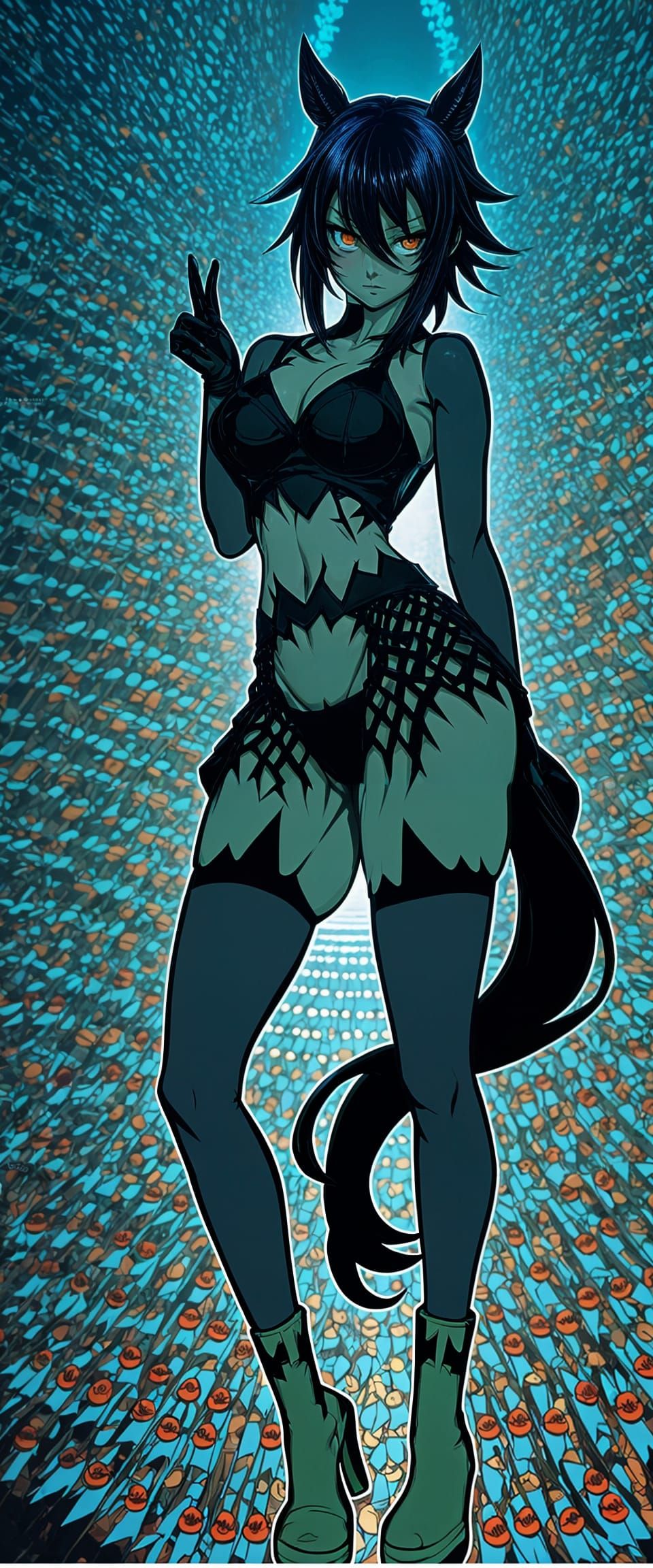 Dynamic Anime Woman Posed in Studio Trigger Style