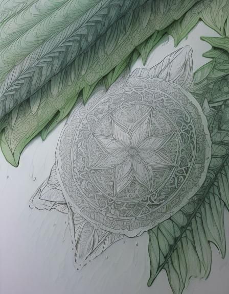 (Botanical fine lined coloring pages ink drawings with cross...