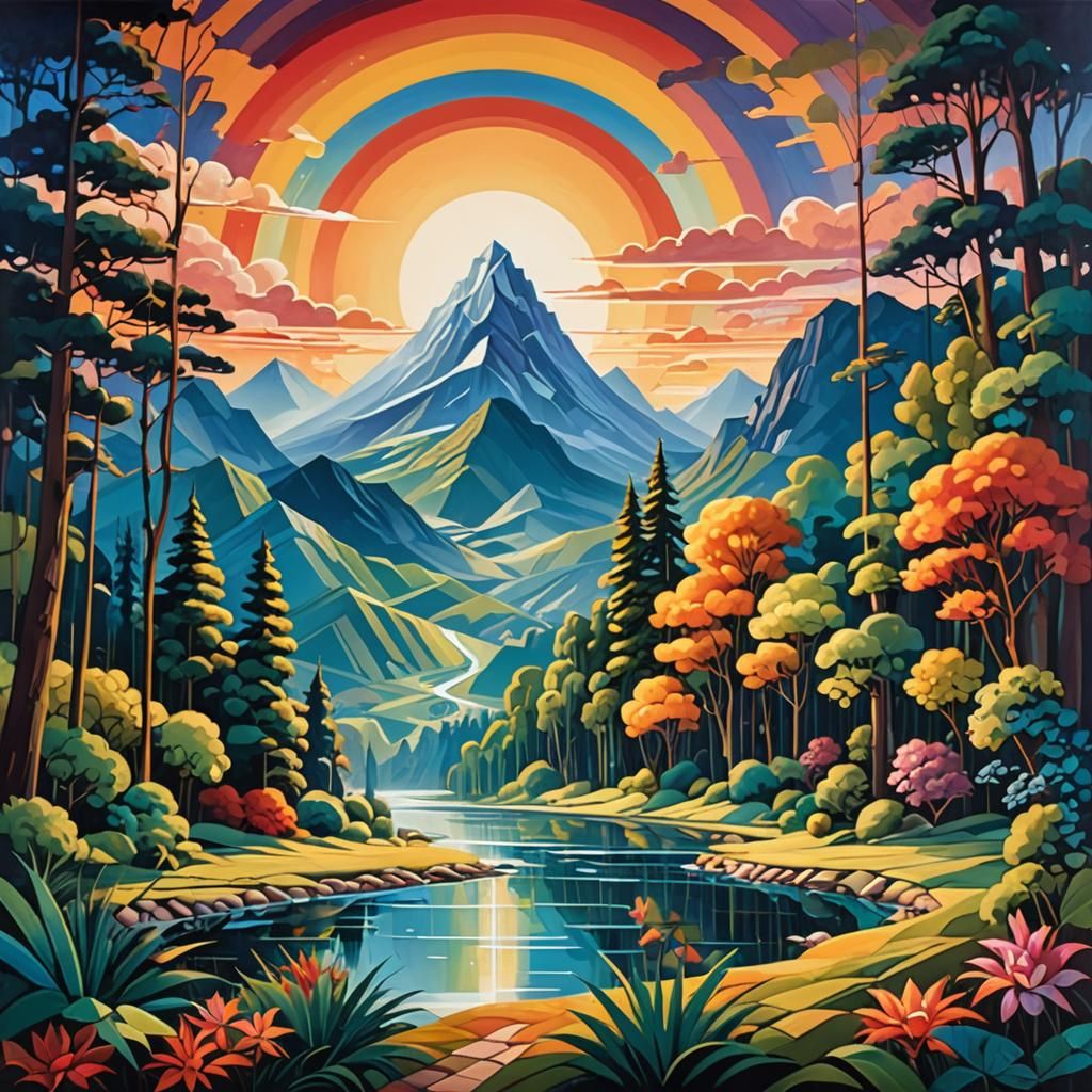 Rainbow over Sharp Mountains