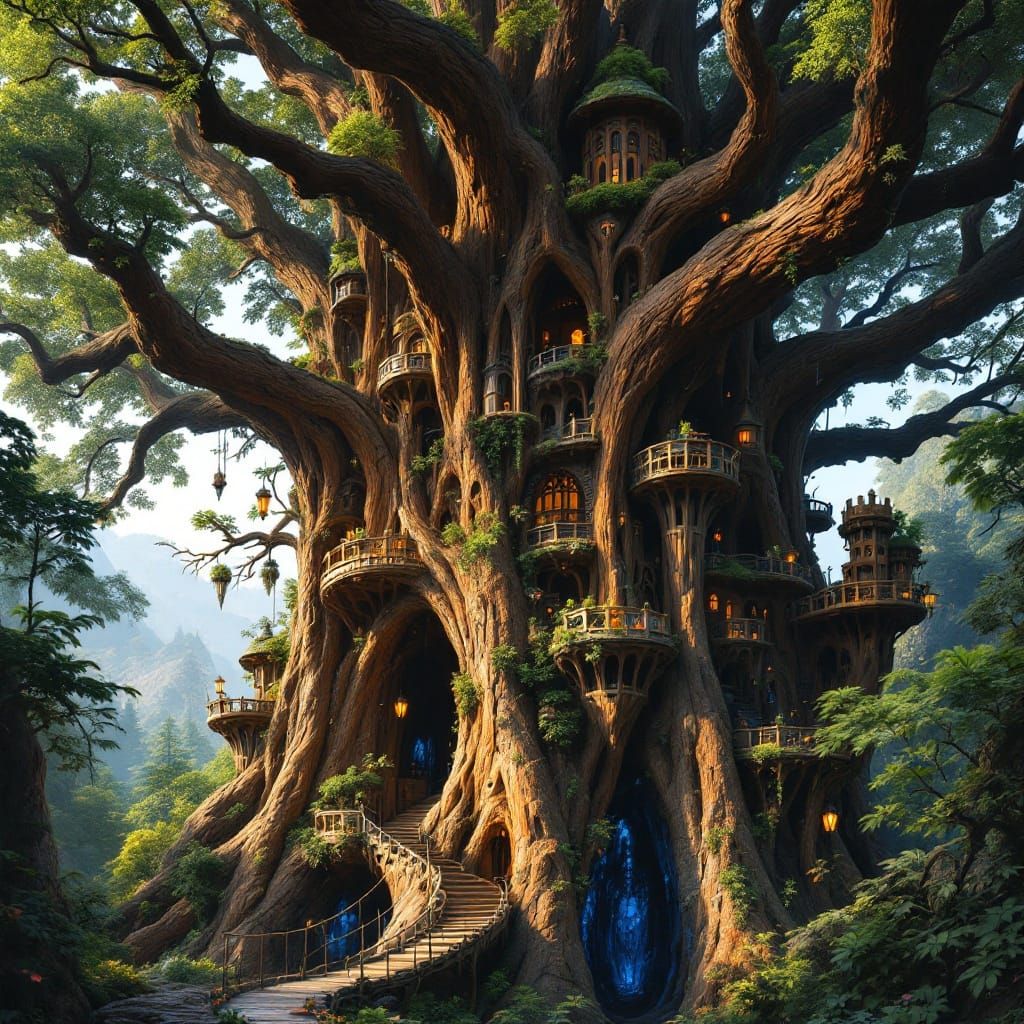 High in the heart of an ancient, towering redwood—so massive its trunk rivals the width of a village ...  by @James Silvers