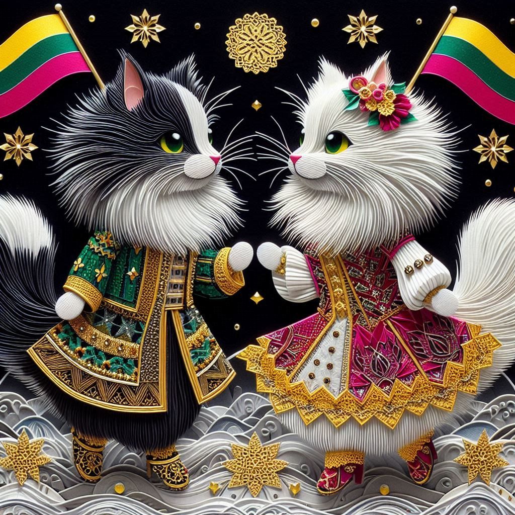 Happy couple of dancing cats 13