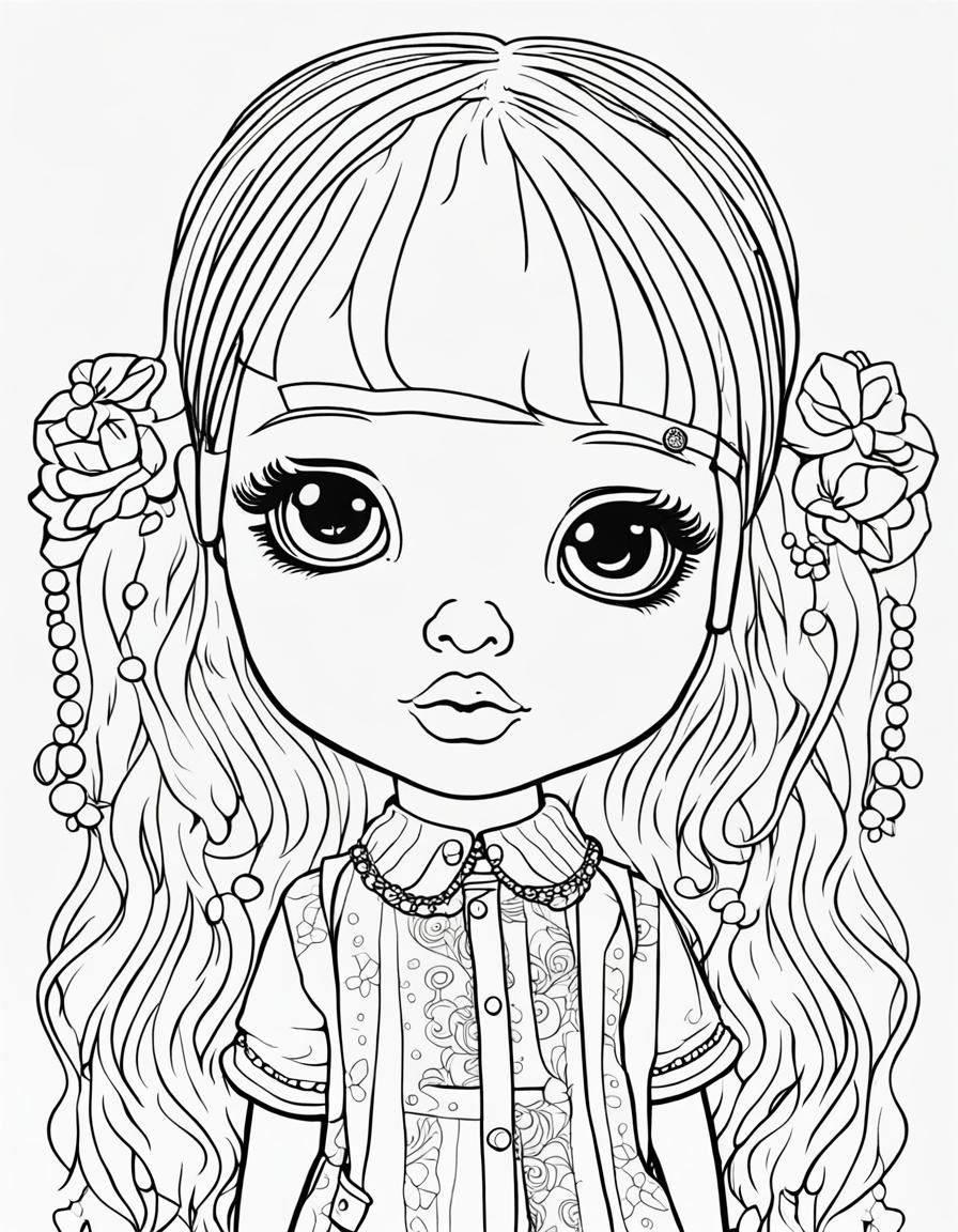 Blythe style doll colouring / coloring page - AI Generated Artwork ...