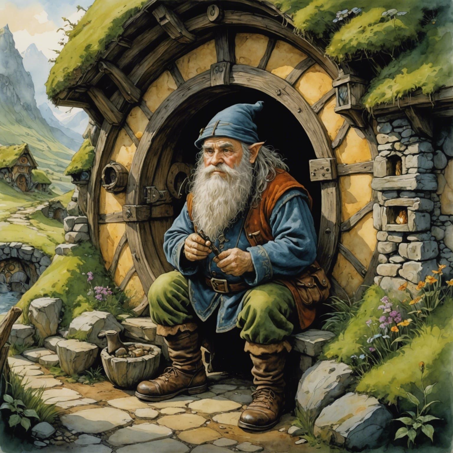 J.R.R. Tolkien - Hobbit - Visiting a friend  by @Huginn