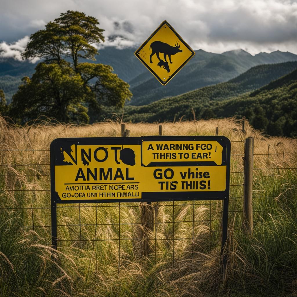 A warning sign saying not to go near this animal
